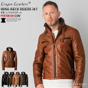 Liugoo Leathers 本革 ウィングネックシングルライダースジャケット メンズ リューグーレザーズ WNG14A レザージャケット 革ジャン 本革ジャ...
