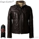 Liugoo Leathers 本革 ウィングネック ダウンライダース メンズ リューグーレザーズ WNG12A ダウンジャケット レザージャケット シングルライダース 革ジャン 本革ジャケット ブルゾン ジャンパー アウター オリジナルYKK使用 バイク モーターサイクル