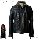 Liugoo Leathers 本革 ウィングネック ダウンライダース メンズ リューグーレザーズ WNG12A ダウンジャケット レザージャケット シングルラ...