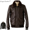 Liugoo Leathers 本革 G-1フライトジャケット メンズ リューグーレザーズ MIL06A レザージャケット ミリタリージャケット 革ジャン 本革ジャケット ブルゾン ジャンパー アウター オリジナルYKK使用 リアルムートン バイク モーターサイクル