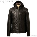 Liugoo Leathers 本革 フード付シングルライダース メンズ リューグーレザーズ SRS22A レザージャケット ライダースジャケット 革ジャン 皮...