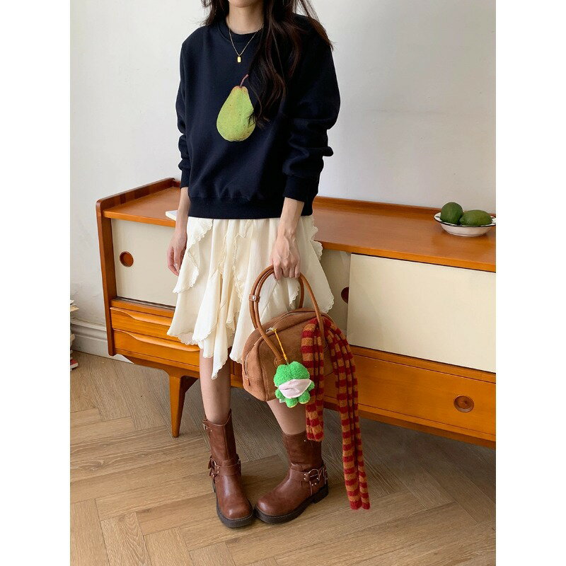 レディース スカート Aライン ミディ丈 不規則 裾フリル デザイン レース 切り替え ハイウエスト 体型カバー 通勤 カジュアル フェミニン エレガント 春秋新作 着痩せ効果 おしゃれ 韓国風 トレンド コーデ 安心裏地付き S M L