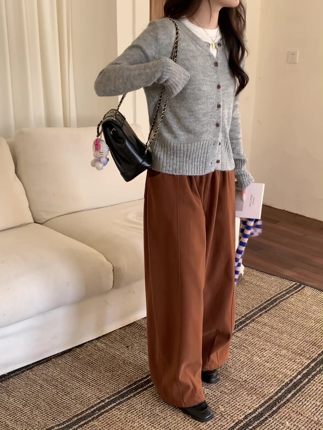 韓国風 小香風 ウール ダブルフェイス コート レディース ラウンドネック レース トリム 長袖 ジャケット ショート丈 秋冬 アウター 上品 きれいめ 通勤 ...