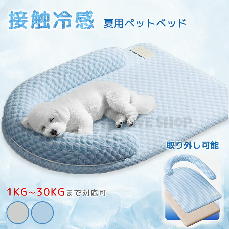 【15%OFF+10倍ポイント 期間限定】ペットベッド 冷感 ベッド 犬 夏用 冷感 猫 犬用 洗える 小 中 大型犬 高反発 接触冷感素材 枕付きペットクッション ペット敷きパッド 介護ベッド ソフトクールマット ペットマット クールマット 速乾 暑さ対策 ひんやり 涼しい 快適のサムネイル