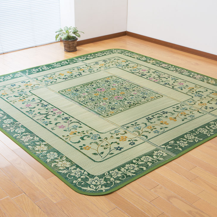 乐天商城 - ラグ い草 日本製 200×300cm センターラグ ラグマット マット カーペット 和モダン ござ 畳 たたみ 国産い草100％ メダリオン柄 防カビ加工
