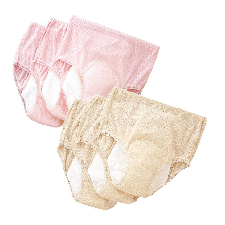 尿漏れパンツ レディース 日本製 安心さわやかパンツシリーズ 120cc同色3枚組 女性用 ショーツ パンツ 下着 失禁パンツ 尿もれ 防止 吸水 消臭 綿100％