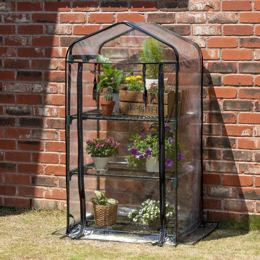 ガーデンハウス カバー付き 植物 収納 棚 ラック フラワー プランター スタンド フラワースタンド ミニ..