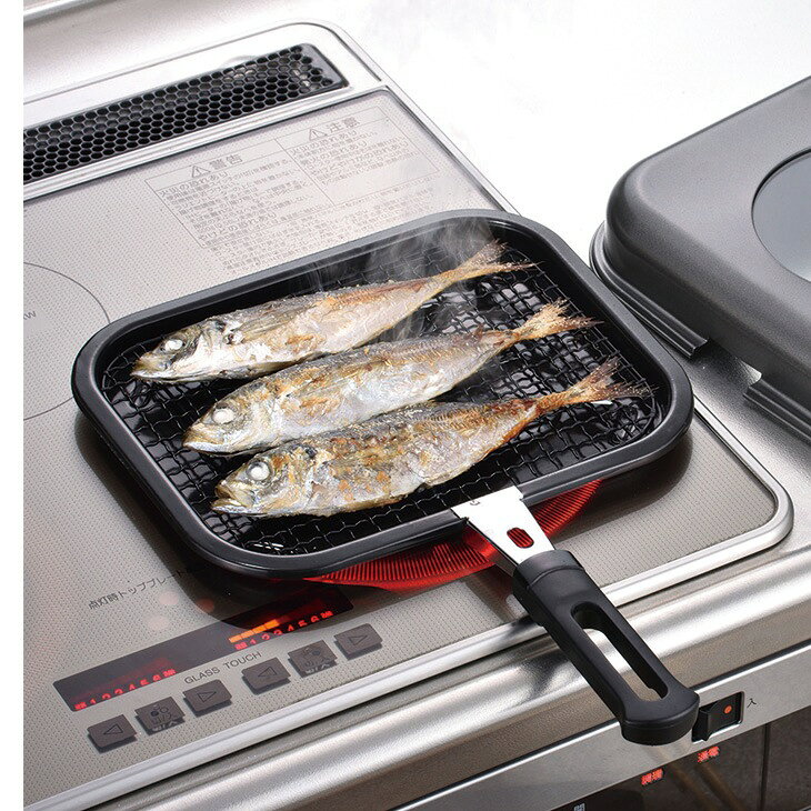 ロースター IH対応 ガス火 魚焼きグリル 窓付き 魚焼き器 グリル フッ素加工 こび...