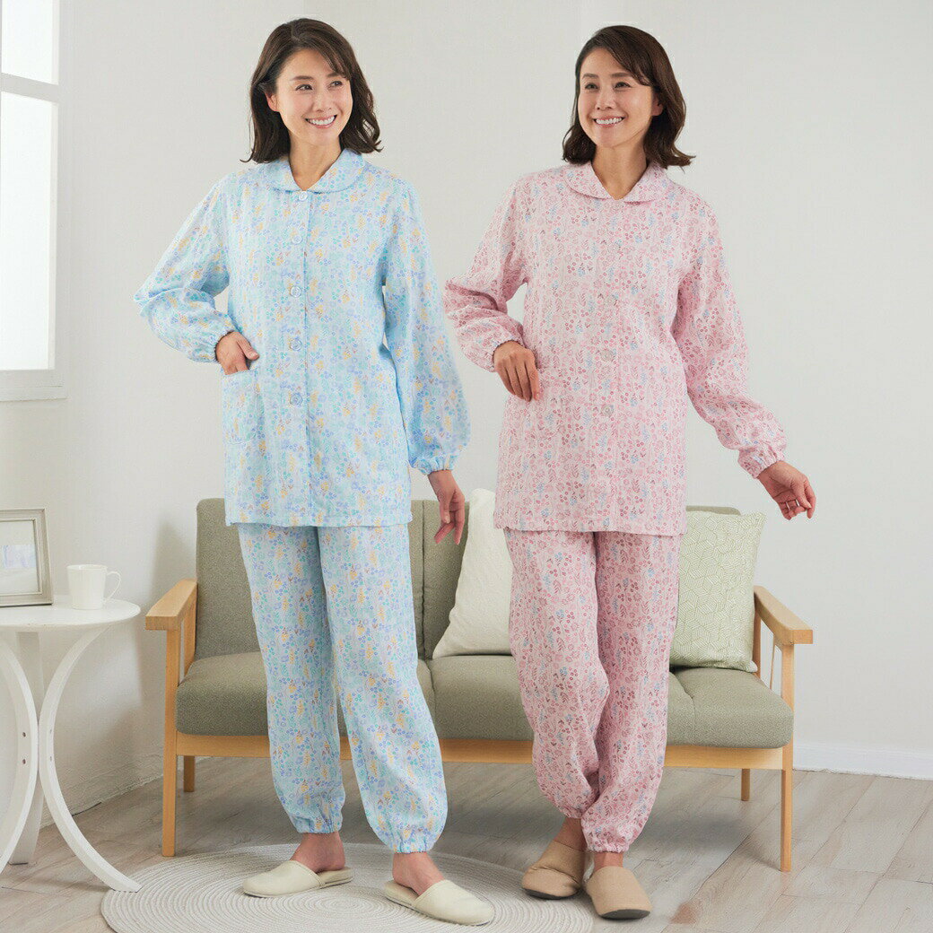 Rakuten - 綿やわらかダブルガーゼパジャマ 2色組 夏 パジャマ 寝間着 ガーゼ レディース ガーゼパジャマ