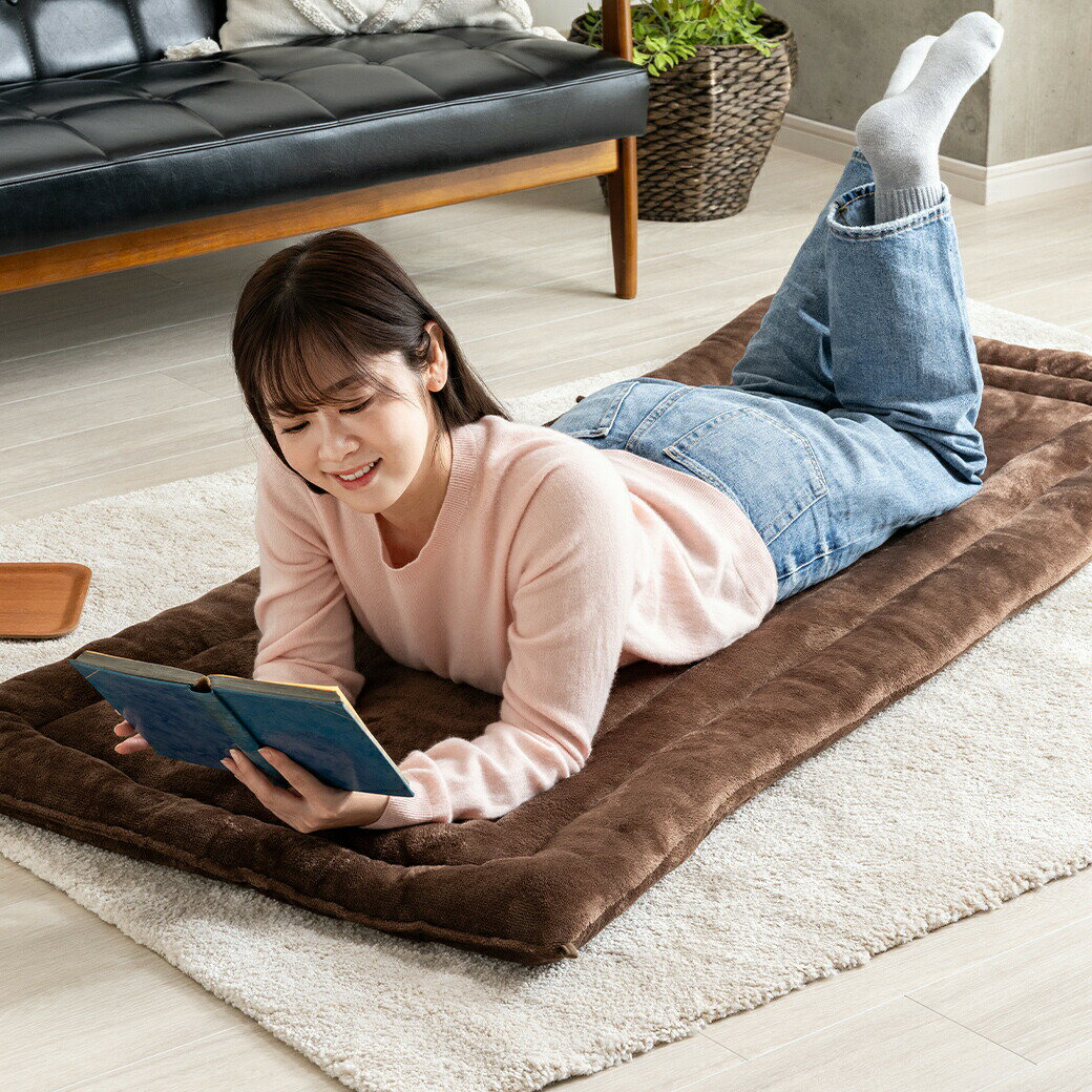 Rakuten - あったか フランネル ごろ寝長座布団 3WAY 長座布団 ごろ寝マット お昼寝マット ごろ寝布団 ロング 座布団 クッション フロアクッション 暖かい 蓄熱 3層構造 マイクロファイバー 底冷え対策