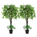 観葉植物 ベンジャミン 2本セット インテリアグリーン フェイクグリーン 光触媒 人工観葉植物 おしゃれ インテリア オフィス 洗浄 防臭 プレゼント お祝い
