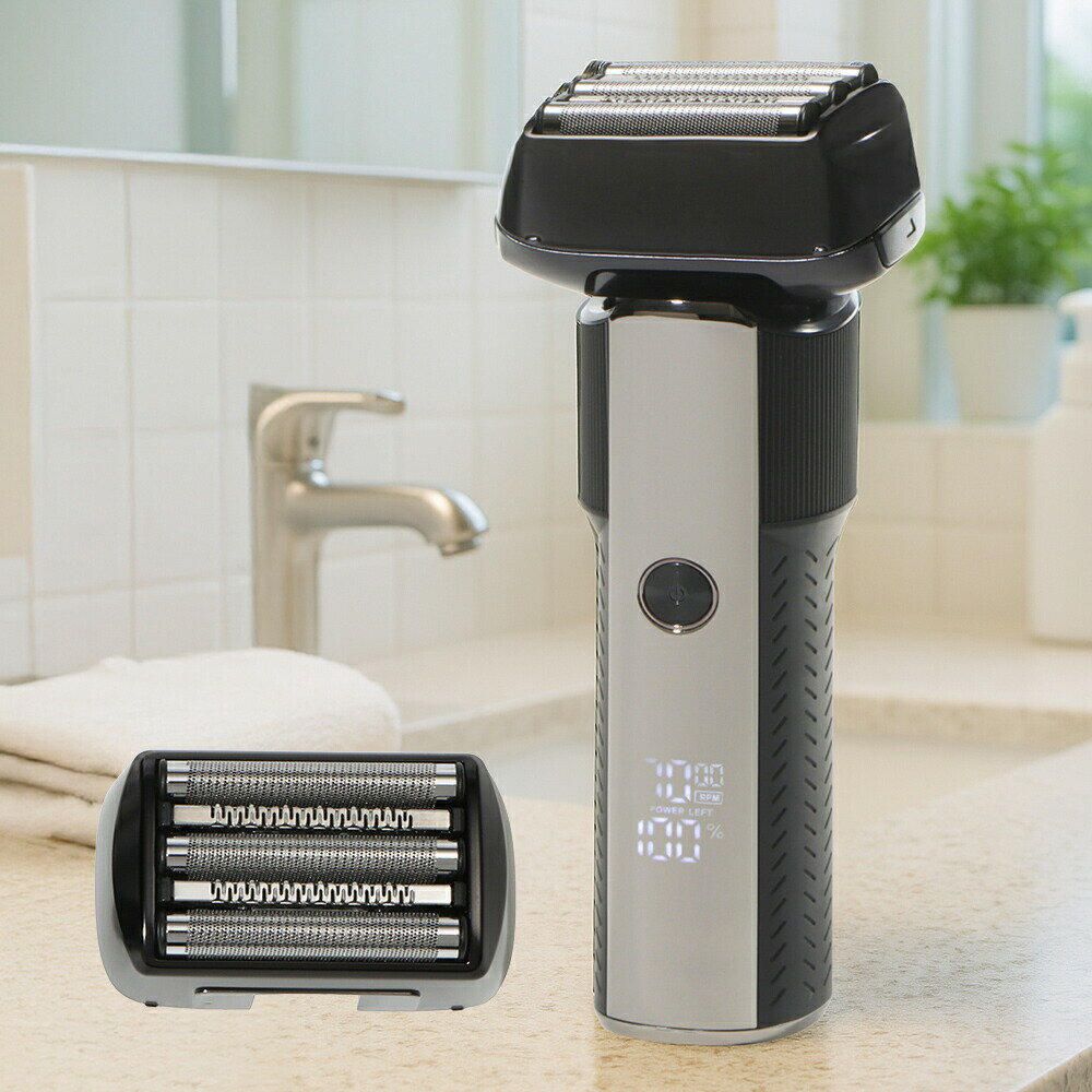 電気カミソリ ターボ付き 5枚刃 シェーバー DX 替刃付き 男性 髭剃り ひげ剃り メンズシェーバー USB充..