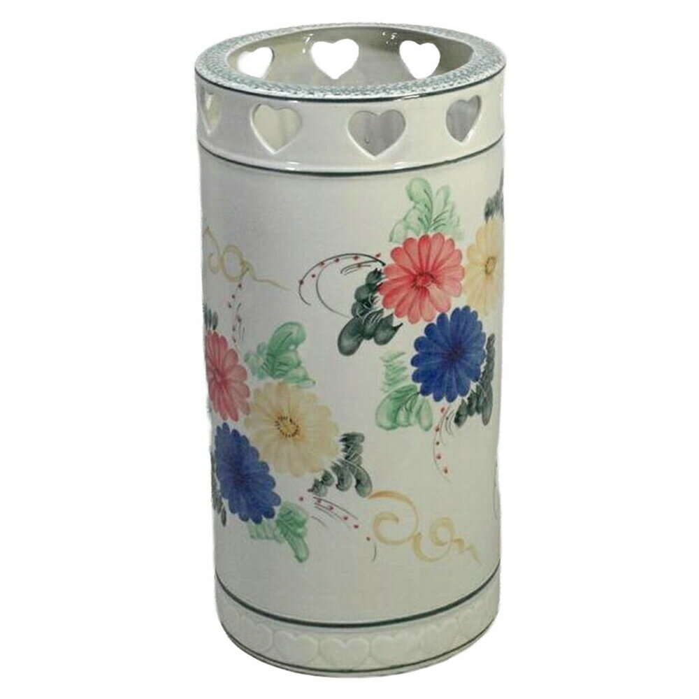 傘立て 陶器 おしゃれ 玄関収納 傘スタンド 手描き 花柄 玄関 インテリア 陶器製 焼き物 玄関雑貨 アンブレラスタンド かわいい コンパクト 錆びない 腐らない U-09B