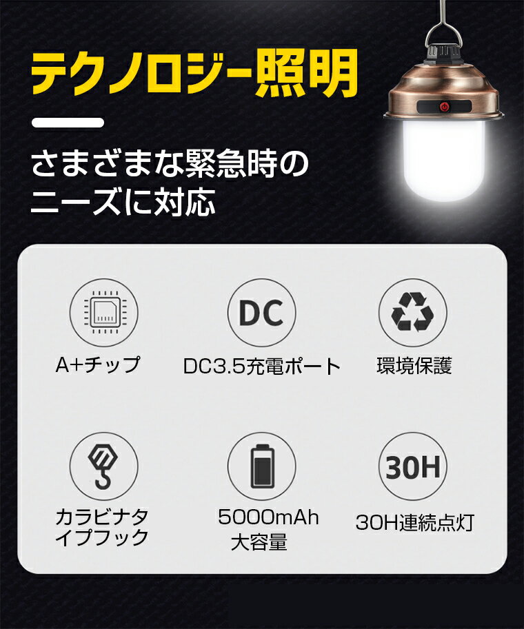 即納 LED ランタン 充電 防災 usb 照明 ライト 充電式 停電-防災対策 led 防水 懐中電灯 おしゃれ 小型 レジャー 登山 夜釣り 停電 キャンプ 防災グッズ 3階段高輝度調節可能 電池容量5000mAh 20H連続点灯 敬老の日 送料無料 プレゼント通販格安セール情報　楽天　通販