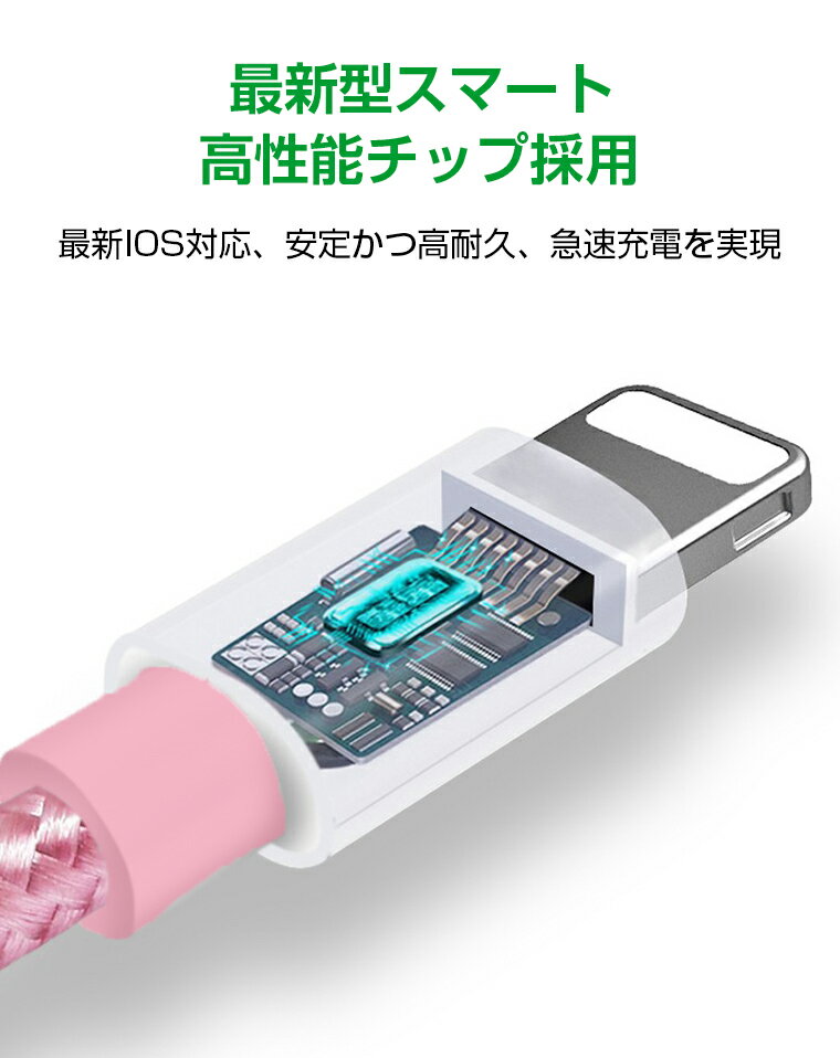 3m*3本iPhone充電ケーブル急速ライトニングケーブルiPhoneUSBケーブルアイフォンケーブル3miPodiPadminiiPadAir4iPad第8世代iPhone11ProiPhone11XSXRXS充電ケーブルデータ通信可超高耐久ナイロン製送料無料