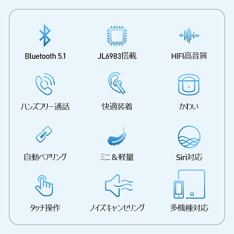 【 Bluetooth5.1】イヤホン Bluetooth ワイヤレス イヤホン マイク付き 瞬時接続 Hi-Fi重低音 iPhone Android&Type-C 各機種対応 Siri対応 SBC AAC対応 超軽量 小型 5時間連続再生 片耳/両耳 左右分離型 電話会議 在宅勤務向け 敬老の日