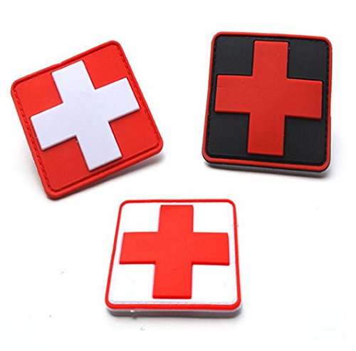 【在庫処分価格！残りわずか！！】 ミリタリー ワッペン セット ベルクロワッペン MEDIC Square【 red black white 】パッチ マジックテープ 刺繍 サバイバルゲーム サバゲー 装備 迷彩服 BDU 服 コスプレ アクセサリー