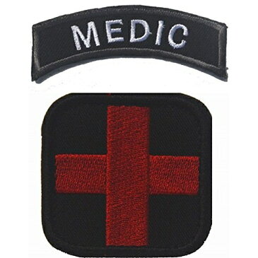 送料無料 2点セット MEDIC メディック 着脱式 ベルクロワッペン ミリタリー ワッペン ベルクロワッペン パッチ マジックテープ サバイバルゲーム サバゲー 装備 迷彩服 BDU 服 アクセサリー