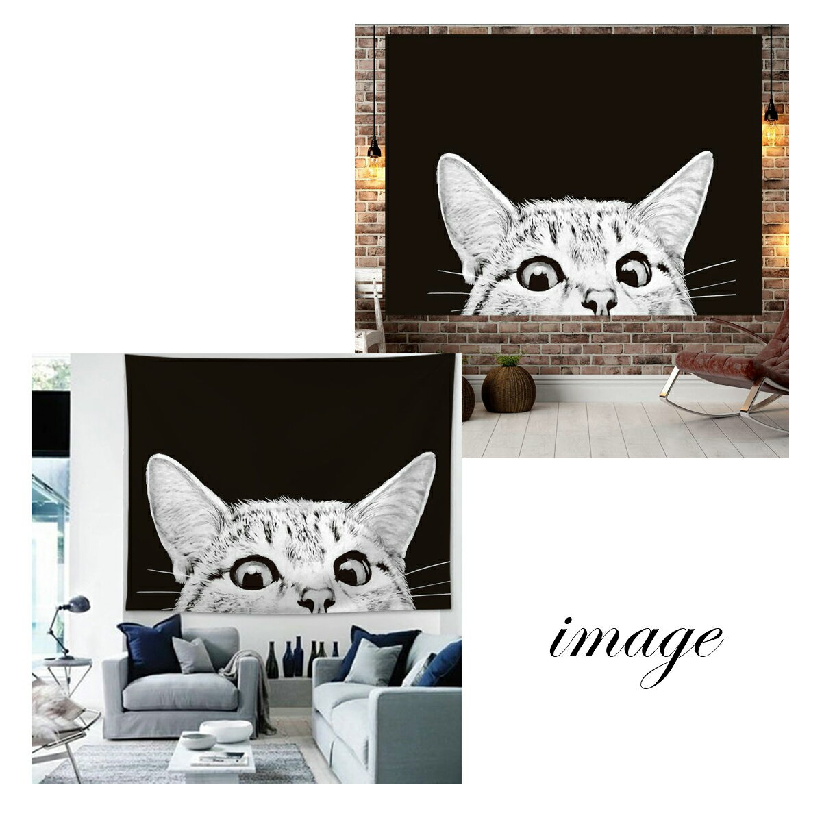 お部屋にインパクトを出す 動物タペストリー インテリア タペストリー おしゃれ 動物 風景 ライオン 猫 馬 白熊 モノトーン 大判 大きい 黒 ポスター 目隠し 布 部屋 飾り 飾り付け 景色 テレワーク リモート ワーク 背景布 ファブリックポスター インスタ映え グッズ