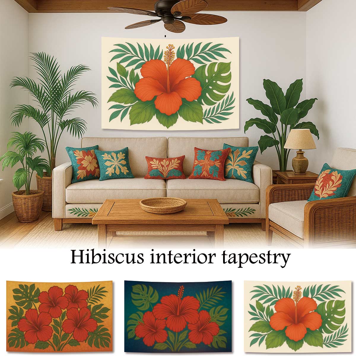 【新登場！】タペストリー ハイビスカス 夏 花 沖縄 アロハ 南国 パーティー 壁飾り 飾り付け 壁 インテリア ポスター 飾り 装飾 おしゃれ 可愛い 間仕切り 押し入れ クローゼット 洗面所 脱衣所 棚 玄関 インテリア 布 目隠し