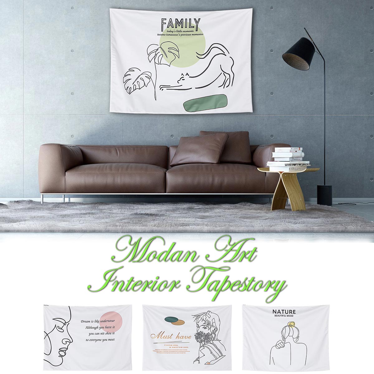 タペストリー 北欧 線画 100cm×70cm おしゃれ ナチュラル シンプル モダン アート 癒し 部屋 飾り付け 窓 背景布 ファブリックポスター インスタ映え グッズ 小物 インテリア 布 zoom 背景 映え ラインアート コンパクト 小さめ 猫 小さい