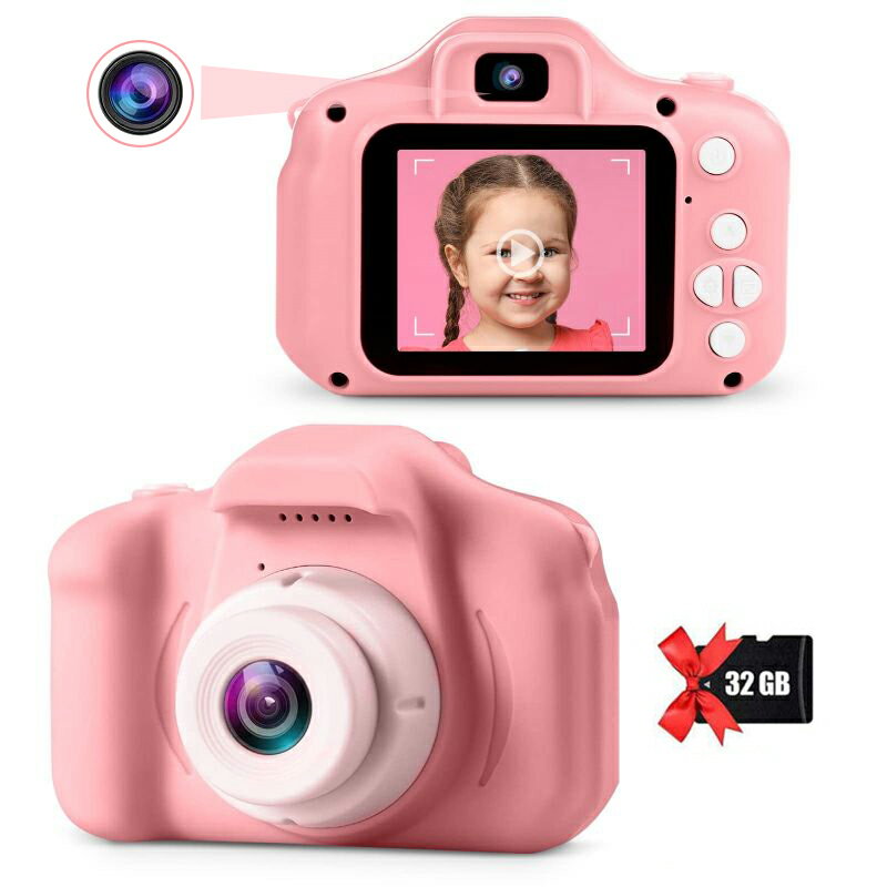 楽天リエスト楽天市場店キッズカメラ 女の子 子供用カメラ トイカメラ 子供おもちゃ プレゼント 前後4000万画素 1080P 400mAh HD録画カメラ 32GBカード付き