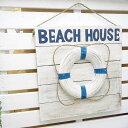 【同梱不可商品】壁掛け オブジェ 木 ウッド 浮き輪 うきわ BEACH HOUSE