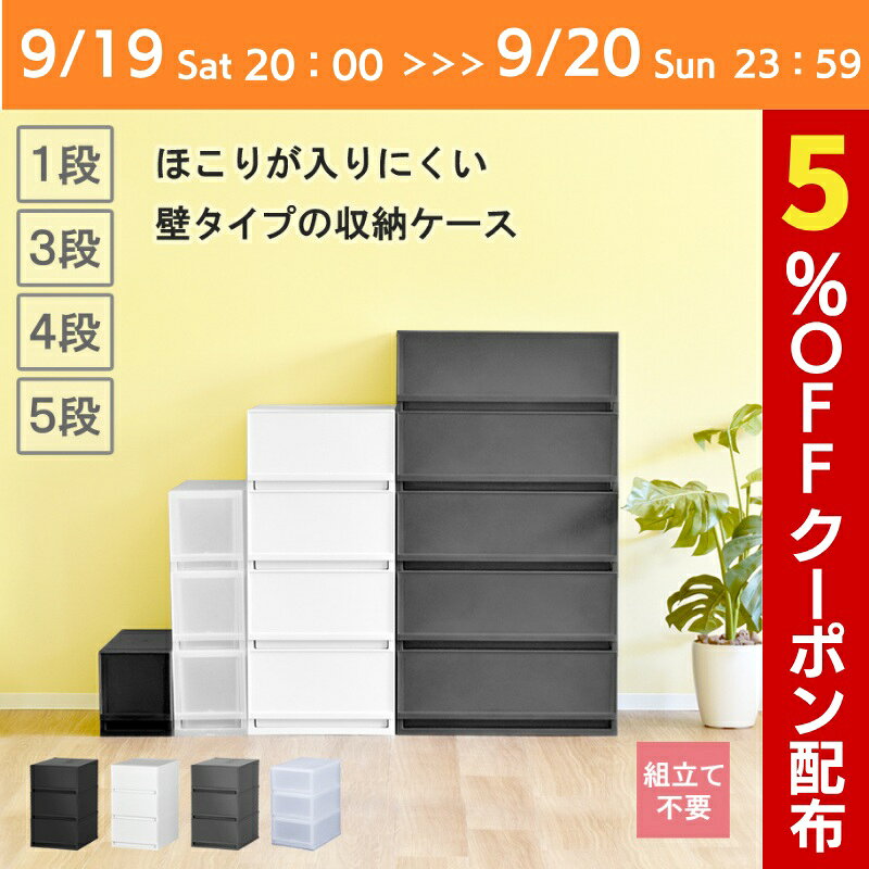 【9/19 20:00～9/20 23:59限定＊5％OFFクーポン】収納ケース 引き出し プラスチック 日本製 おしゃれ【プラストベーシック】 幅17cm 幅34cm 幅51cm 奥行45cm ほこりの入りにくい壁タイプ 半透明タイプ クローゼット 押入れ 衣類収納 衣装ケース クリアケース お買物マラソン