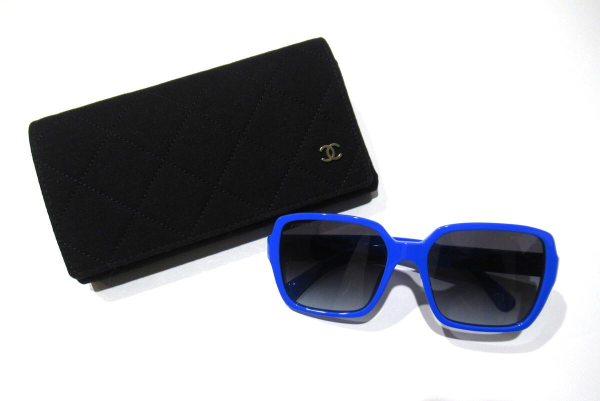 CHANEL シャネル サングラス 5408-A ブルー 黒系 グラデーション レンズ アイウェア ケース付 中古 ABランク