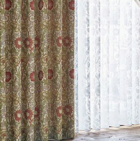 モリス　ピンクアンドローズ　オーダーカーテン　FF1003 2倍ヒダ　両開き　2窓　お見積り分