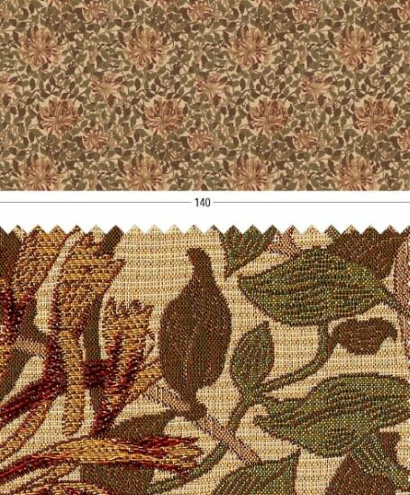 モリス　ハニーサックル　オーダーカーテン　FF1034 2倍ヒダ　両開き　2窓　お見積り分