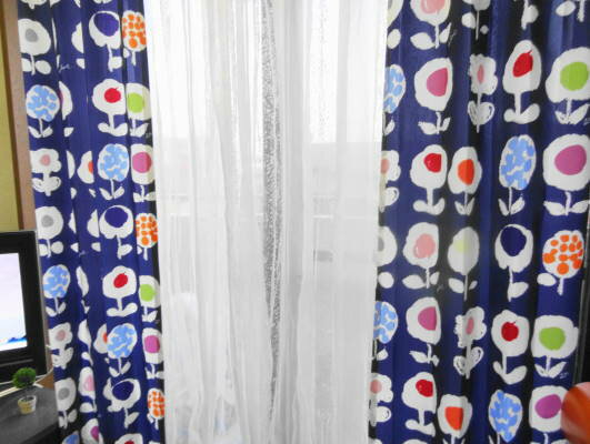 【北欧系　キャンディ　フラワー　Candy Flower ネイビー Plune.xDesign Travel】オーダーカーテン