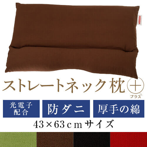 ストレートネック 枕 プラス 43 × 63 cm 肩こり 首こり 矯正 首枕 洗える 高さ調整 日本製 光電子パイプ 防ダニわた …