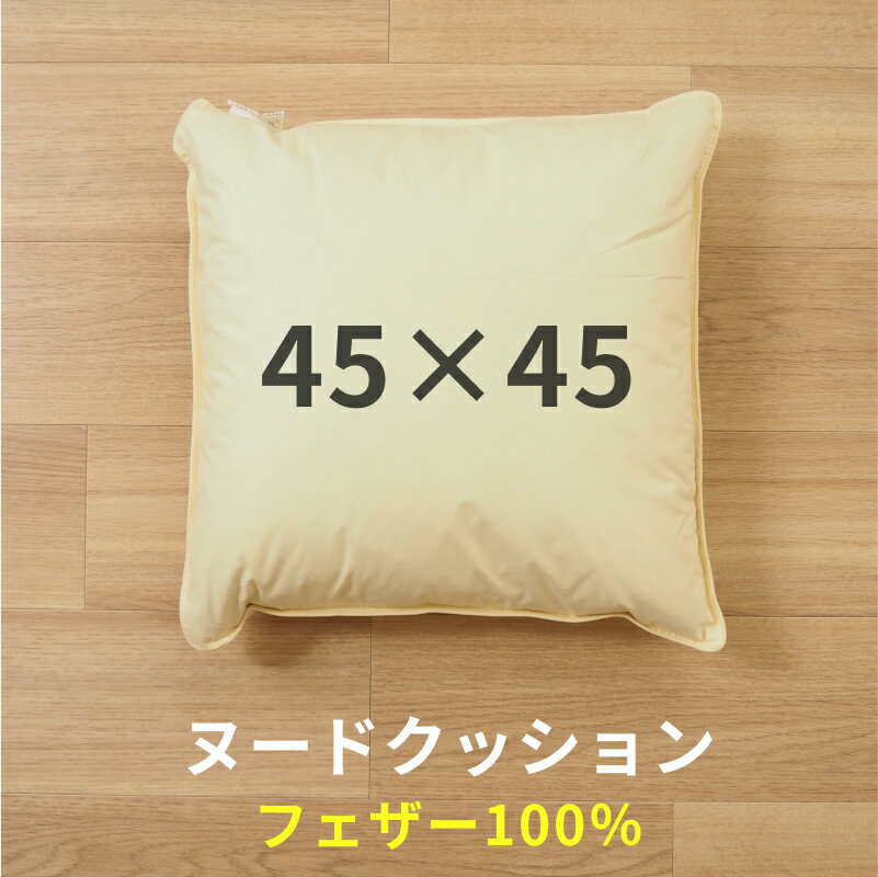 ヌード クッション 45×45cm フェザー 羽根 クッション 中身 中材 角型 背あて 無地【クッションD】