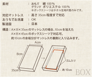 【 クーポン 配布中 】【サイズオーダー】 タオル 生地 + ダブルガーゼ ボックスシーツ（幅165〜240cm、丈120〜200cm、高さ45cm） 日本製 岩本繊維 【 送料無料 】【受注生産】