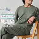 【クーポン配布中】 メンズ パジャマ 綿100 おしゃれ 長袖 前あき 襟なし 春 秋 日本製 2L 3L 大きいサイズ プレゼント ギフト 父の日 無地 上下...