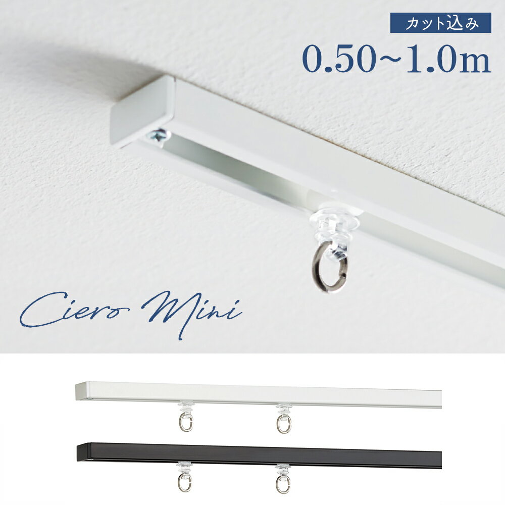 【レールカット込み】カーテンレール TOSO【シエロ ミニ】プレーン【0.5〜1.0mの範囲 1cm単位でカットしてお届け】シングル ciero mini天井付け専用【取り付けに必要な部品は全てセットしております】 トーソー