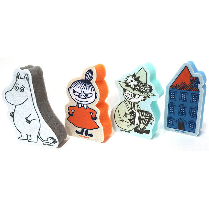 MOOMIN(ムーミン)不織布 スポンジ 4個セットおしゃれ キッチン用品 キッチン キッチン小物 食器洗い かわいい 可愛い シンプル 北欧 新生活