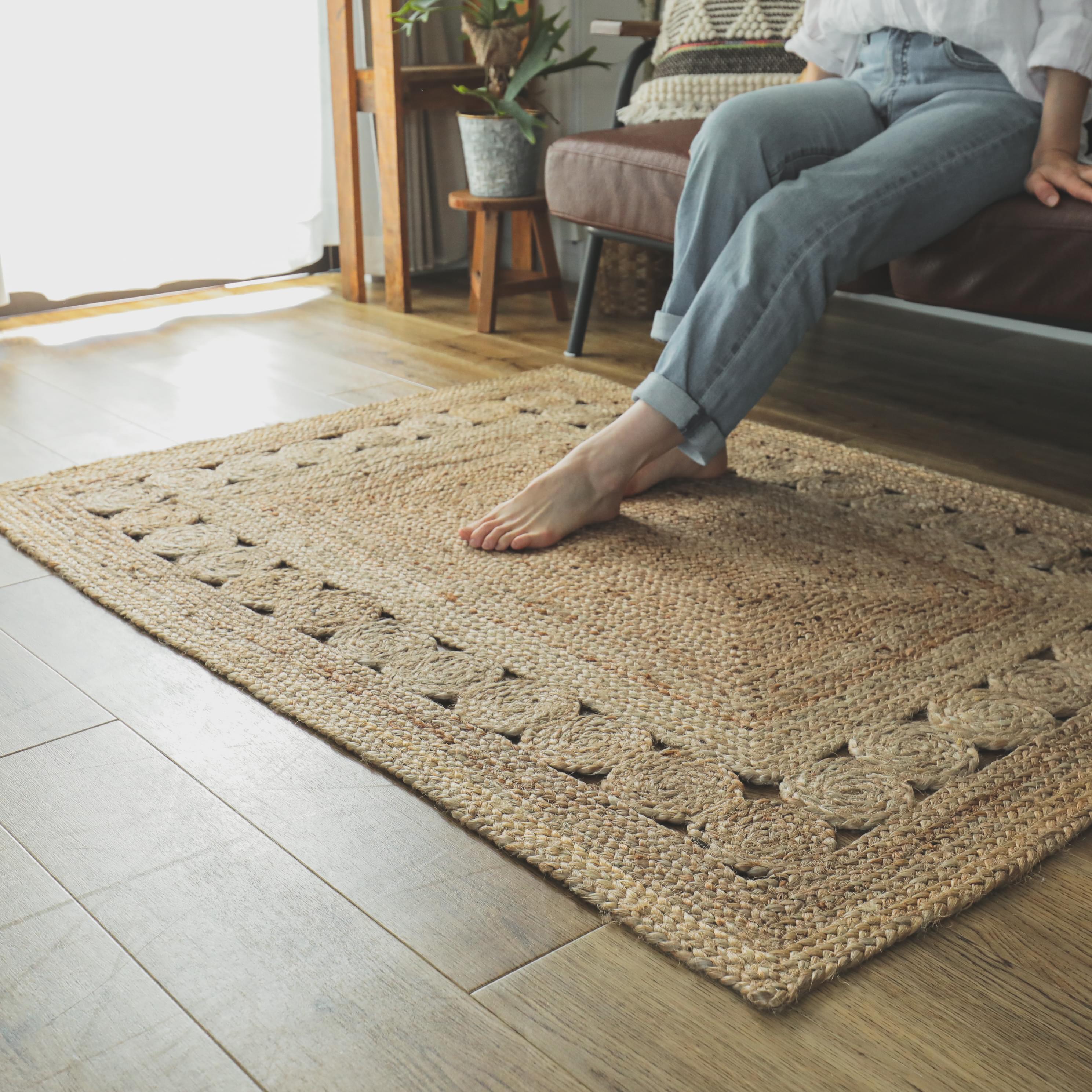 Water-Repellent Carpets - ジュート100％のナチュラルラグ【カイラ（約）100×140cm/120×180cm】おしゃれ かわいい 天然素材 麻 夏 カーペット ナチュラル ベージュ ブラウン 丸巻き