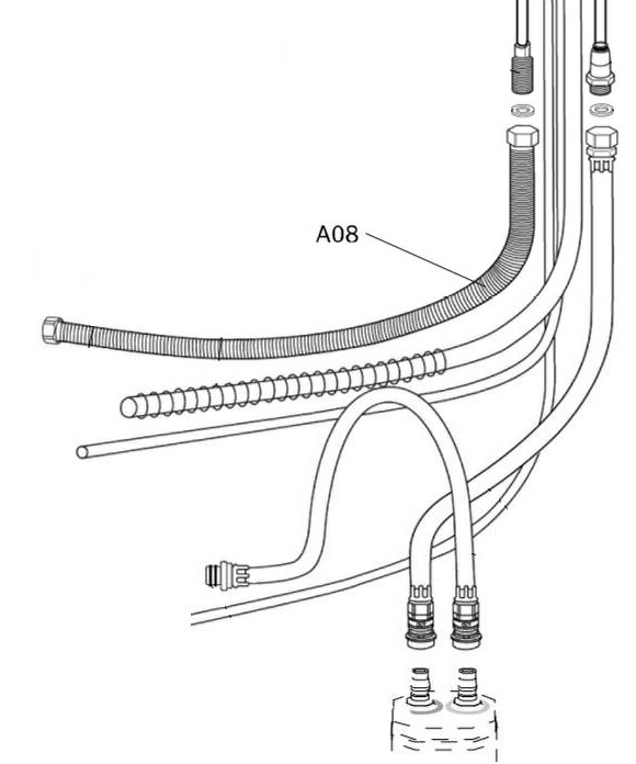 A08：クリンスイ三菱ケミカルA501ZCB他用フレキ管(共通部品)