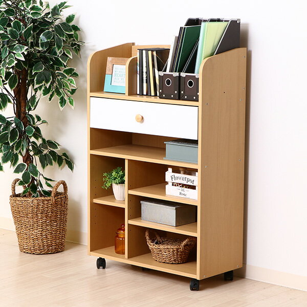 収納家具 リビングラック NORM キャスター付き 引出し 収納 ラック 棚 本棚 シェルフ ワイド 収納ワゴ..