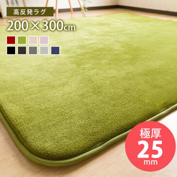 【送料無料】極厚！高反発 フランネルラグマット 200×300cm 約3畳 防ダニ 抗菌防臭加工 安心 低ホルムアルデヒド で安心安全 滑り止め 縁取り ホットカーペット対応 ラグ ラグマット カーペット 無地 LANA ラーナ