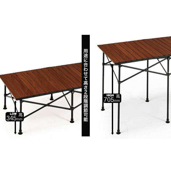 BUNDOK アルミロールテーブル115 木目調/BD-193WB/レジャーテーブル、折りたたみ、コンパクト、ロールテーブル、軽量、アルミ、木目通販格安セール情報 楽天 通販