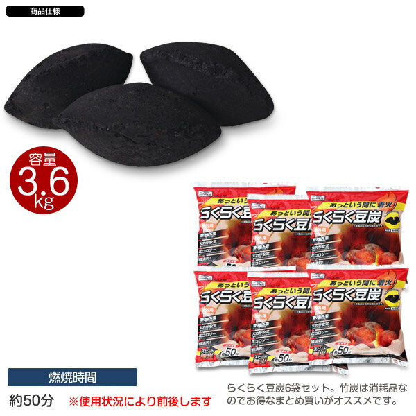 BUNDOK らくらく豆炭 3.6kg/BD-446_6ST/炭、豆炭、木炭、着火剤、スターター、燃料、バーベキュー、BBQ、七輪、七厘、らくらく炭通販格安セール情報 楽天 通販