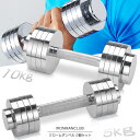 【訳有り】【送料無料】クロームダンベル 2個セット/鉄人倶楽部/ダンベル 可変式 重さ調節 重量調節 プレート ウエイト調節 クロム クローム メッキ 鉄アレー 鉄アレイ ダンベルセット 5kg 10kg トレーニング器具