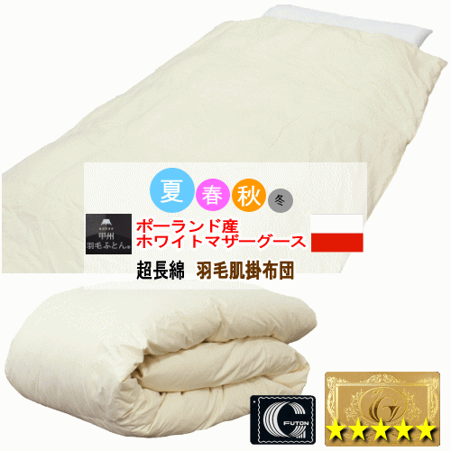 ダウンケット 肌掛布団 ポーランド産ホワイトマザーグース ロイヤルゴールドラベル 超長綿 夏用 マザー..