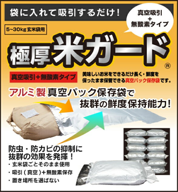 楽天リビングプラザ楽天市場店【送料無料】環境技研　アルミ製　極厚米ガード　玄米保管用真空パック保存袋　1枚入り