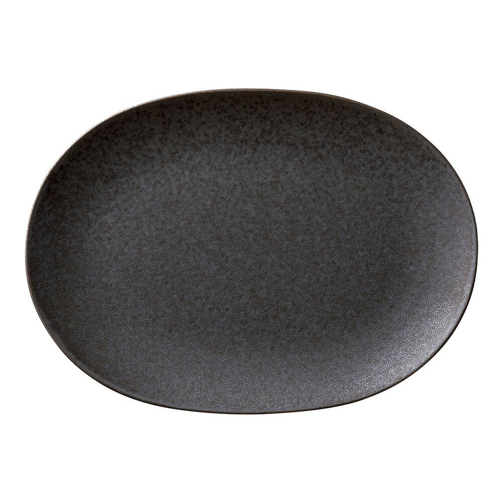 美濃焼 ネオスタイル マットブラックオーバルプレート21．5cm 21.5×15.5×1.3cm