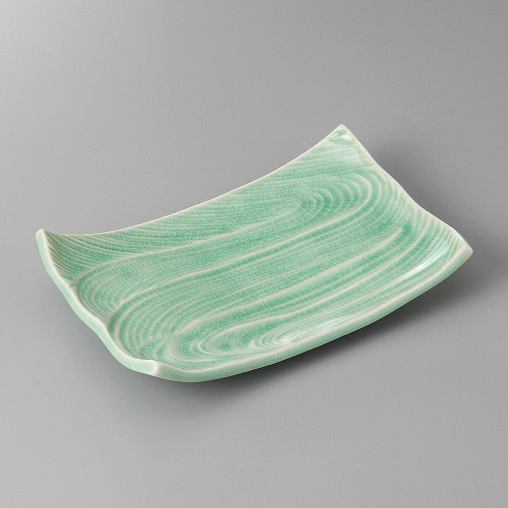美濃焼 灰釉ビードロ長角皿 21×13×4.2cm