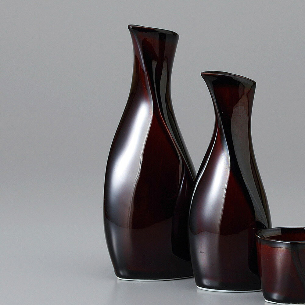 美濃焼 漆折り目徳利　大 7×17.5cm 約250cc